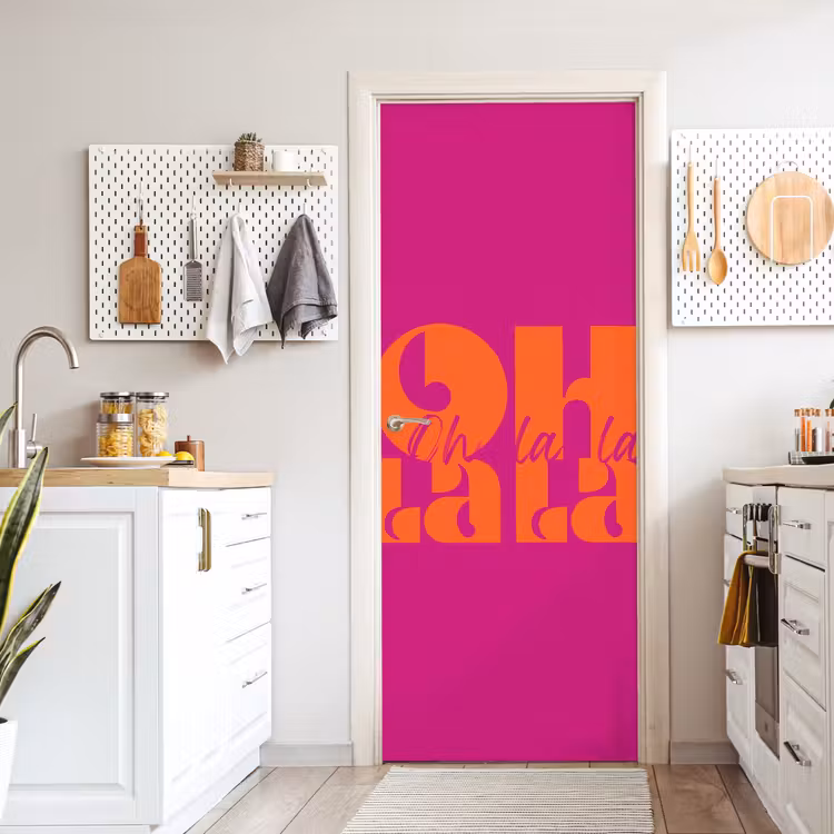 Deursticker - Oh la la - Roze - Oranje - Gestapelde letters — 7