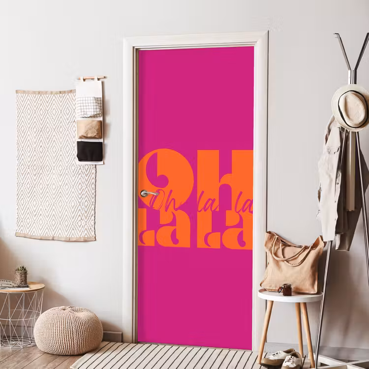 Deursticker - Oh la la - Roze - Oranje - Gestapelde letters — 8