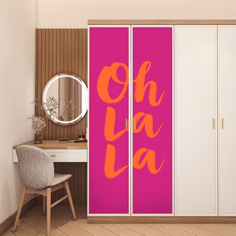 Deursticker - Oh la la - Roze - Oranje - Minimalistisch — 5