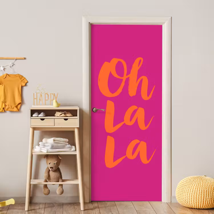 Deursticker - Oh la la - Roze - Oranje - Minimalistisch — 6
