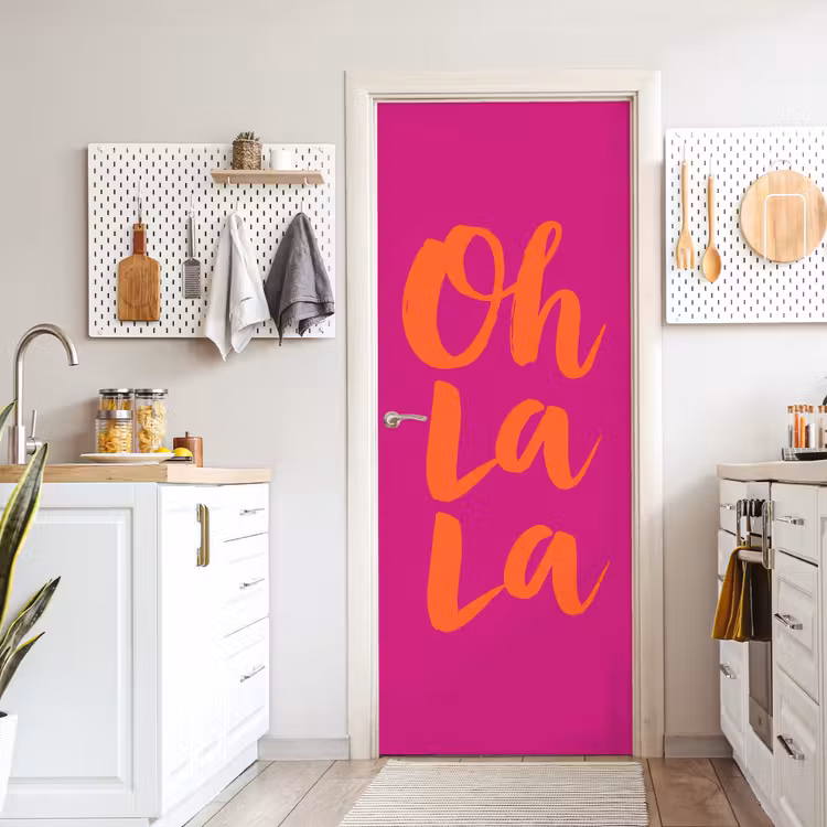 Deursticker - Oh la la - Roze - Oranje - Minimalistisch — 7