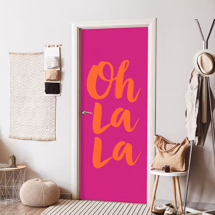 Deursticker - Oh la la - Roze - Oranje - Minimalistisch — 8
