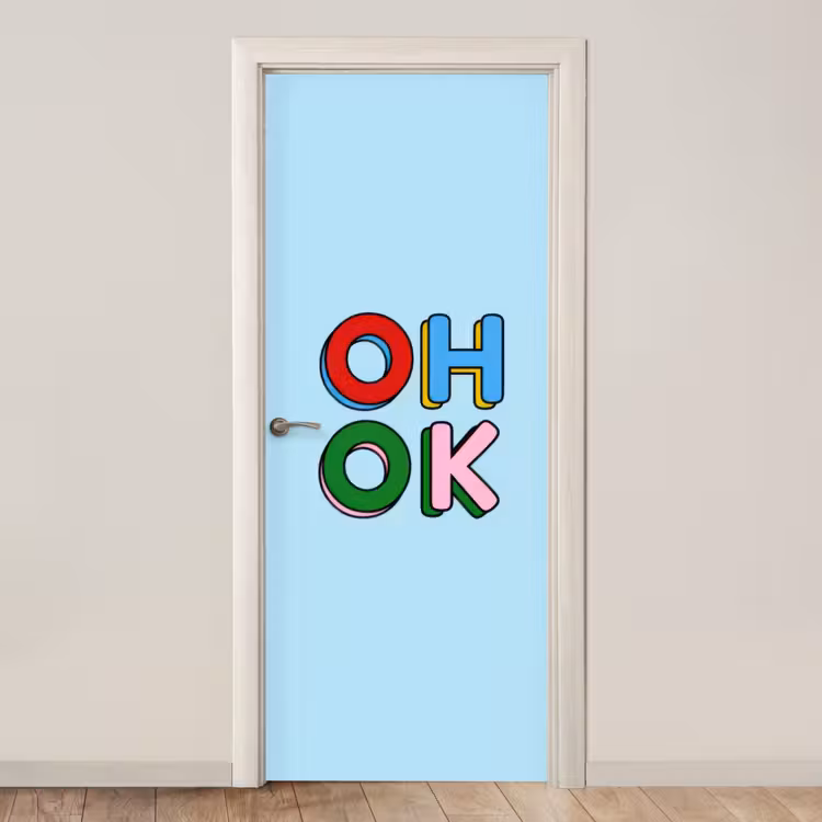 Deursticker - Oh ok - Blauw - Kleurrijk — 1