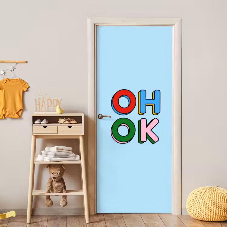 Deursticker - Oh ok - Blauw - Kleurrijk — 6