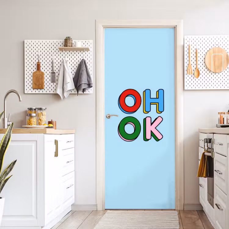Deursticker - Oh ok - Blauw - Kleurrijk — 7