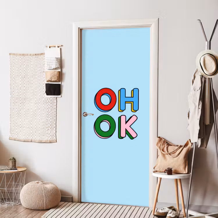 Deursticker - Oh ok - Blauw - Kleurrijk — 8