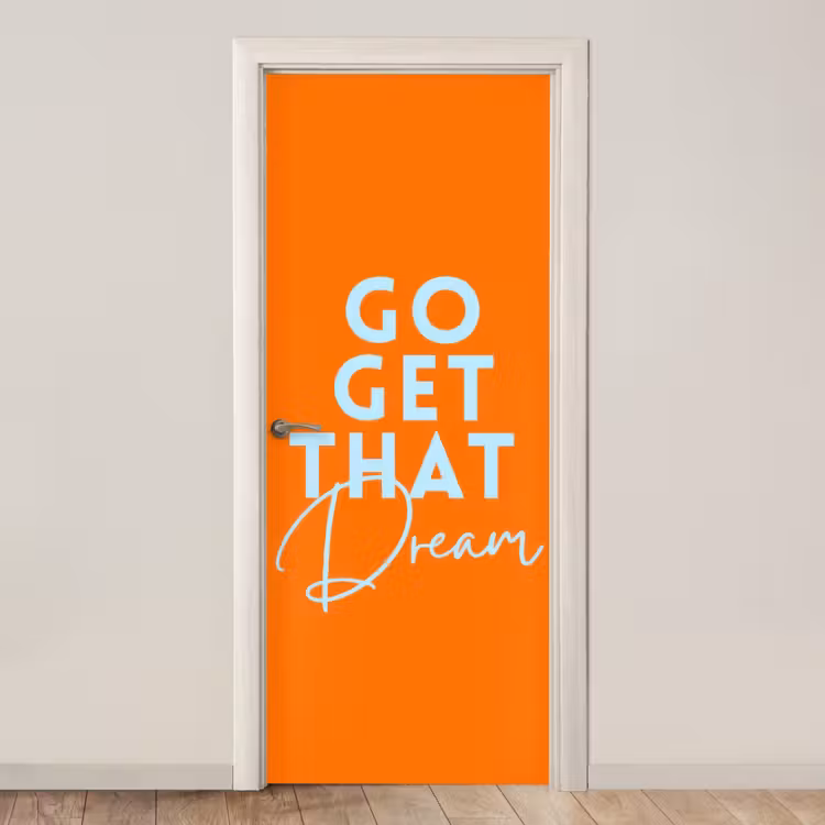 Deursticker - Oranje - Blauw - Go get that dream — 1