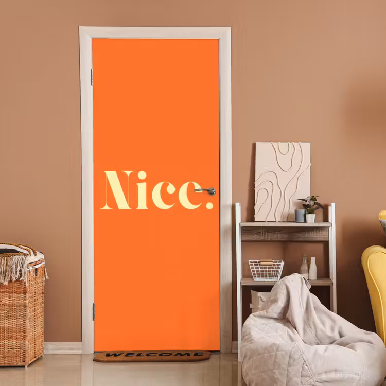 Deursticker - Oranje - Gebroken wit - Nice — 2