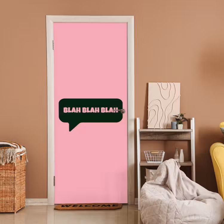 Deursticker - Roze - Tekstwolk - Groen - BLAH BLAH BLAH — 2