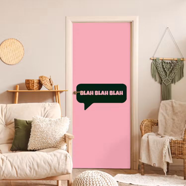 Deursticker - Roze - Tekstwolk - Groen - BLAH BLAH BLAH — 4