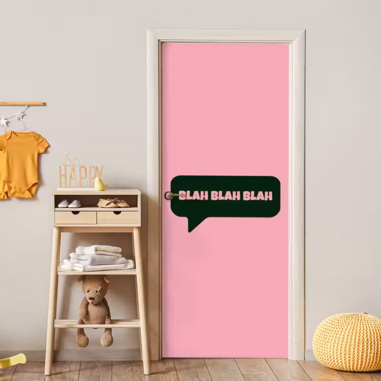 Deursticker - Roze - Tekstwolk - Groen - BLAH BLAH BLAH — 6