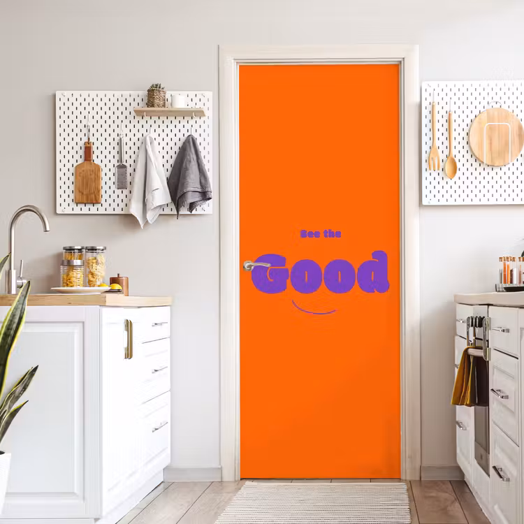 Deursticker - See the good - Paars - Oranje - Smiley — 7