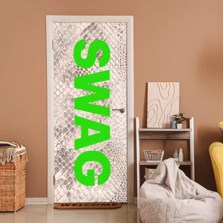 Deursticker - Slangenprint - SWAG - Neon - Groen — 2
