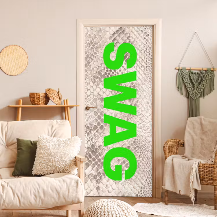 Deursticker - Slangenprint - SWAG - Neon - Groen — 4