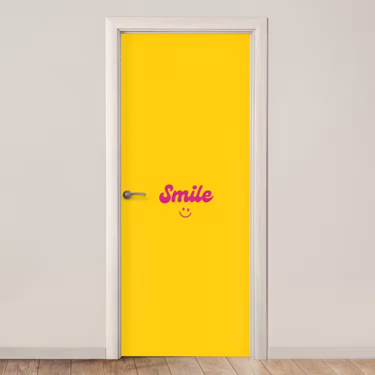 Deursticker - Smile - Geel - Roze — 1