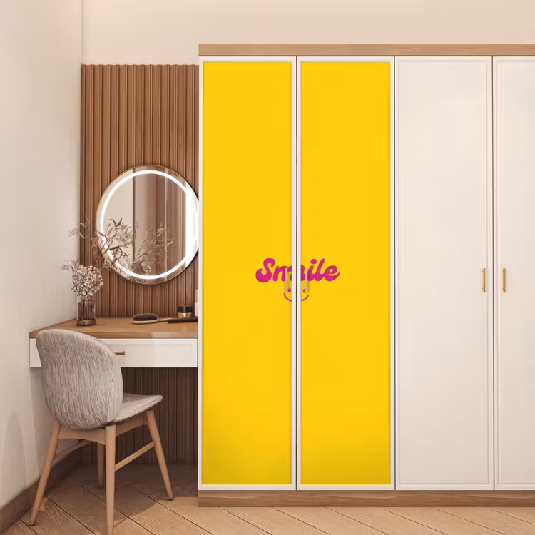 Deursticker - Smile - Geel - Roze — 5