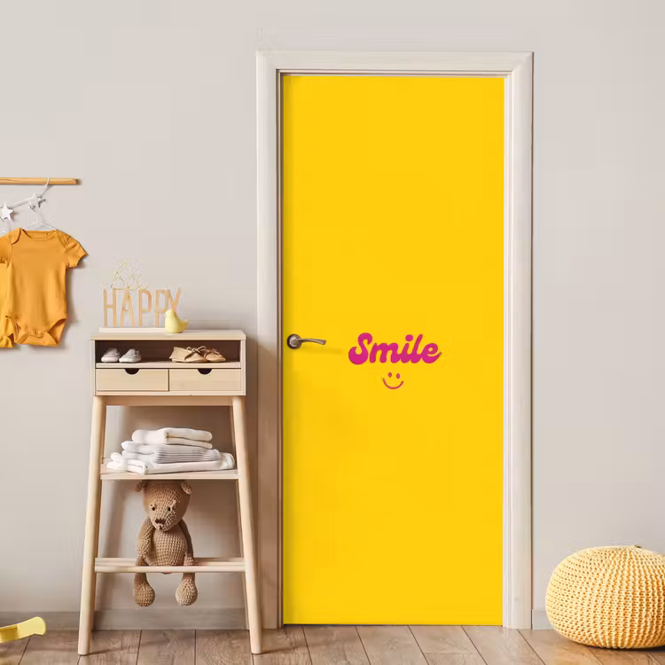 Deursticker - Smile - Geel - Roze — 6
