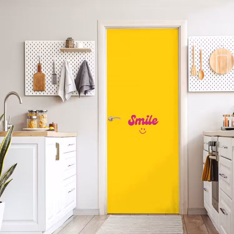 Deursticker - Smile - Geel - Roze — 7