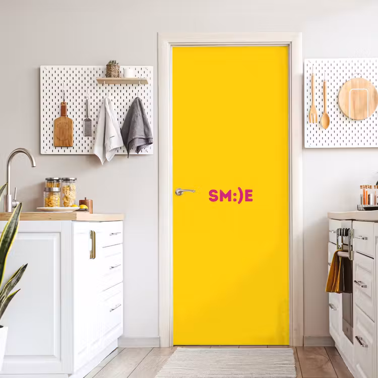Deursticker - Smile - Roze - Geel — 7