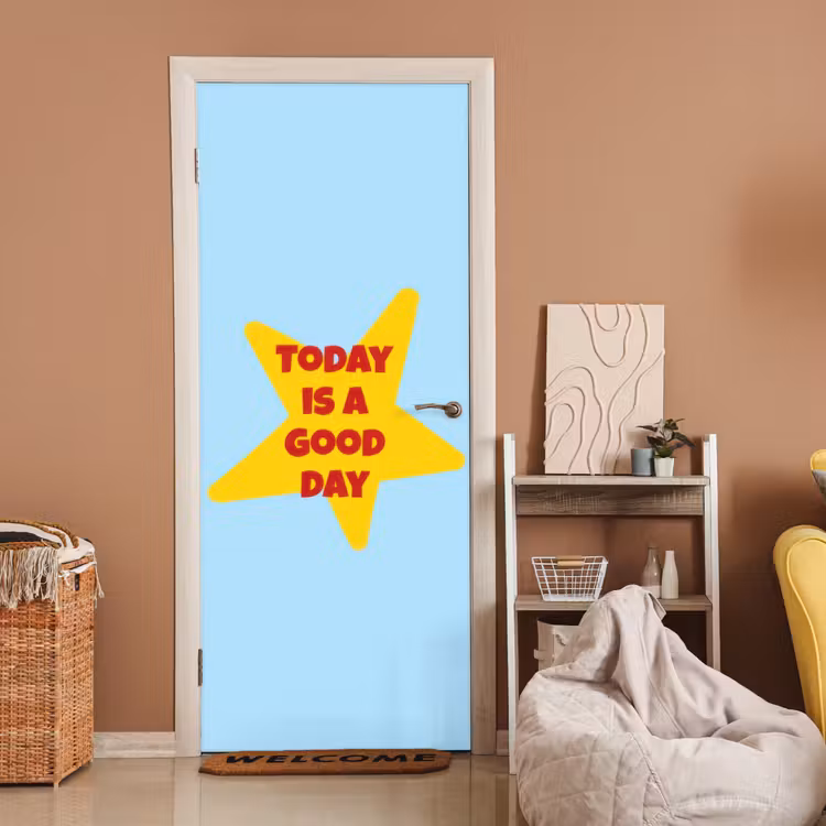 Deursticker - Ster - Today is a good day - Blauw — 2