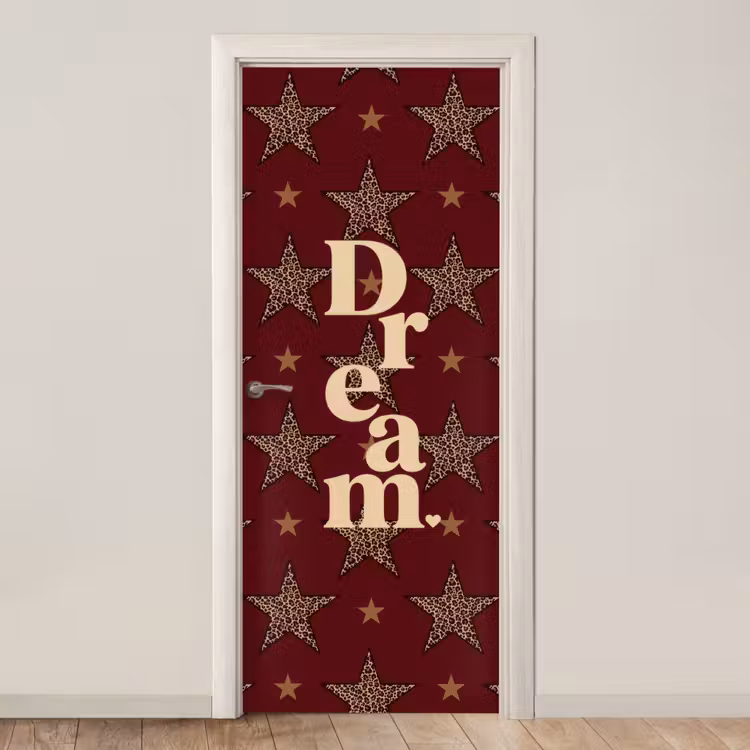 Deursticker - Sterren - Luipaardprint - Dream - Bordeaux — 1