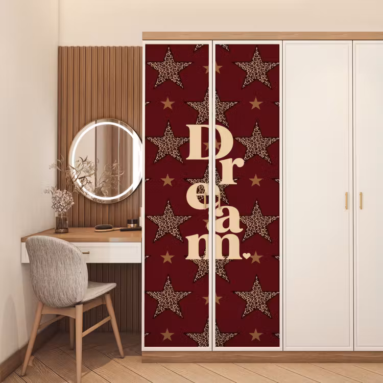 Deursticker - Sterren - Luipaardprint - Dream - Bordeaux — 5