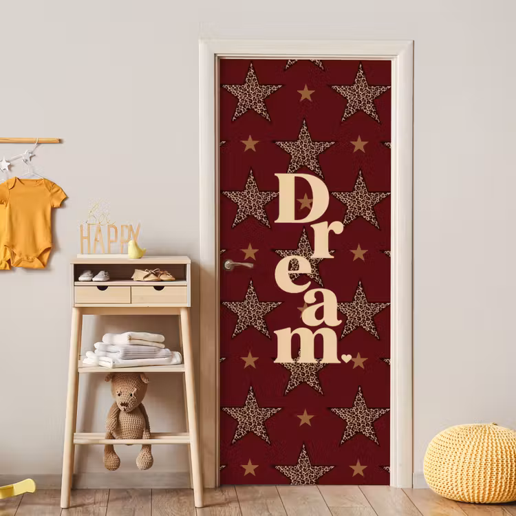 Deursticker - Sterren - Luipaardprint - Dream - Bordeaux — 6
