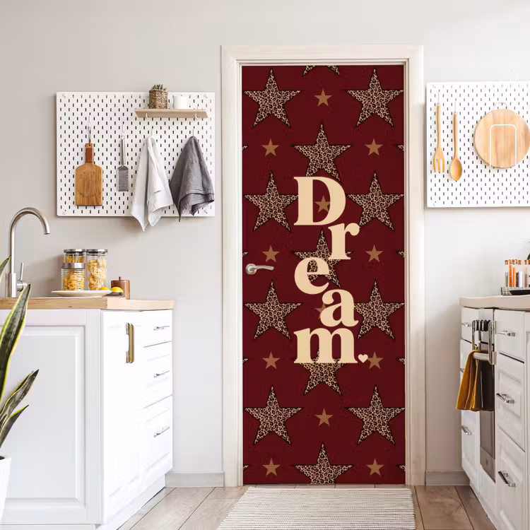 Deursticker - Sterren - Luipaardprint - Dream - Bordeaux — 7