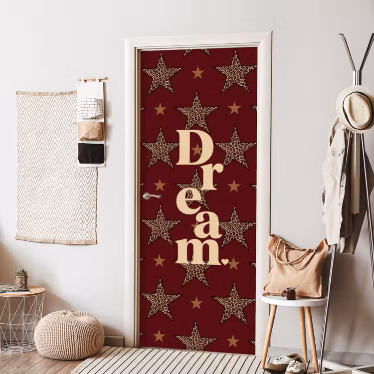 Deursticker - Sterren - Luipaardprint - Dream - Bordeaux — 8