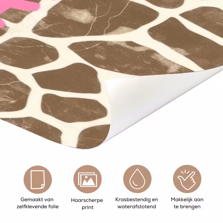 Deursticker - Tekst - Be cool or leave - Roze - Giraffenprint — 3