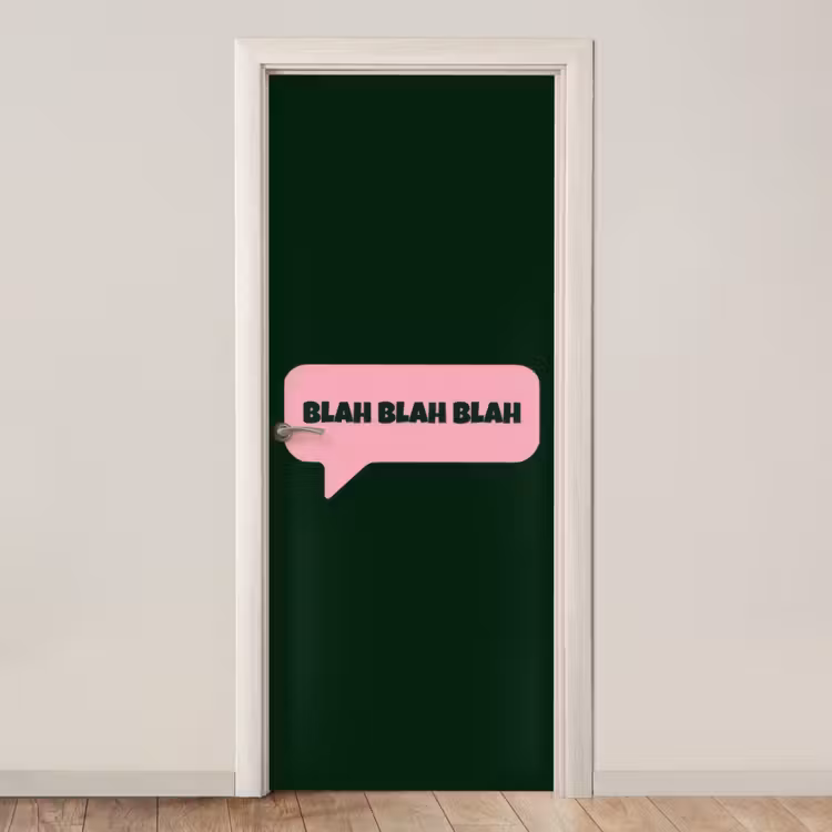 Deursticker - Tekstwolk - BLAH BLAH BLAH - Roze — 1