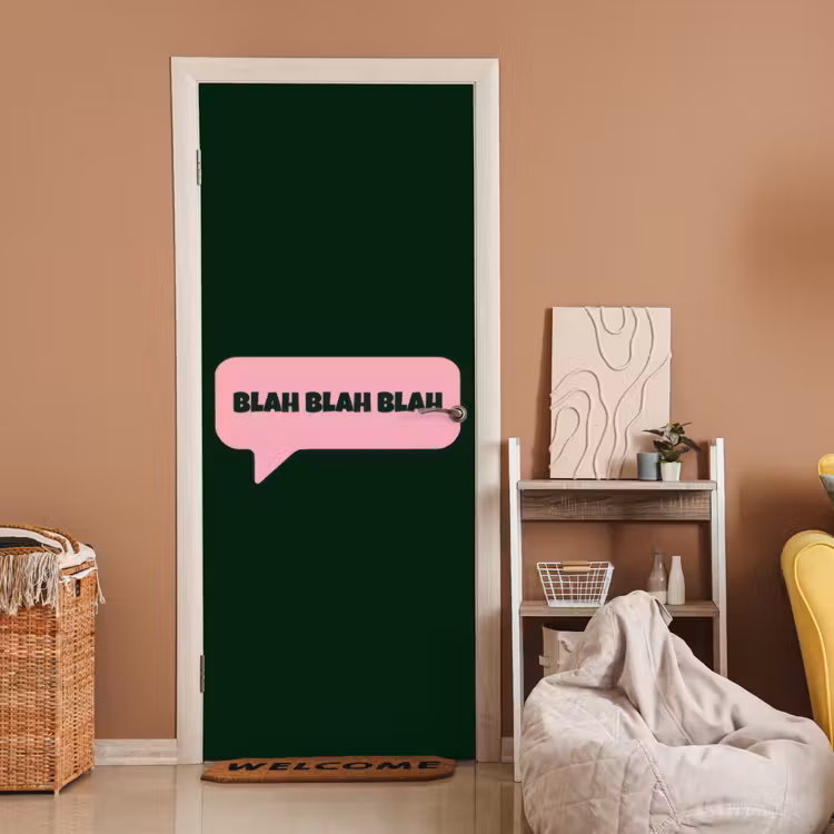 Deursticker - Tekstwolk - BLAH BLAH BLAH - Roze — 2
