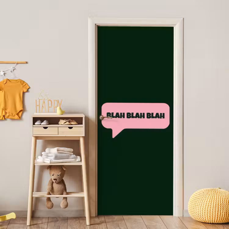 Deursticker - Tekstwolk - BLAH BLAH BLAH - Roze — 6