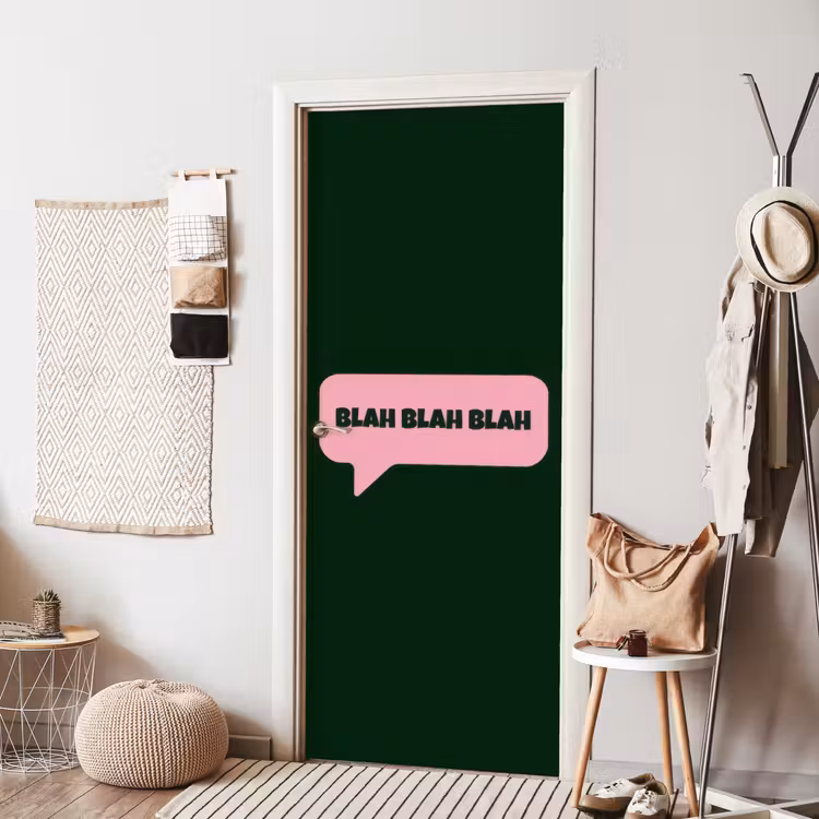 Deursticker - Tekstwolk - BLAH BLAH BLAH - Roze — 8