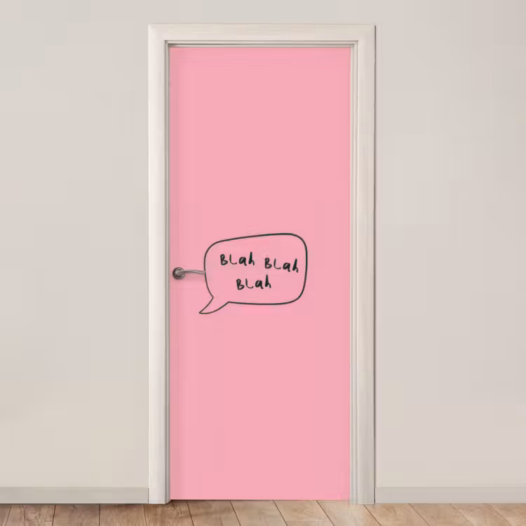 Deursticker - Tekstwolkje - BLAH BLAH BLAH - Roze — 1
