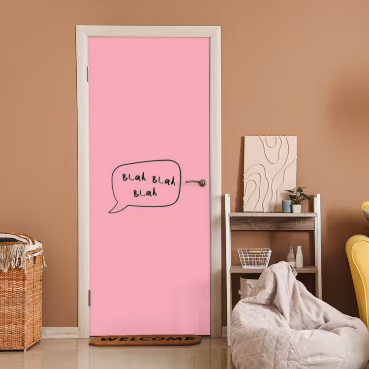 Deursticker - Tekstwolkje - BLAH BLAH BLAH - Roze — 2