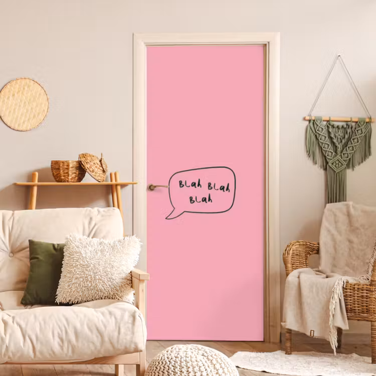 Deursticker - Tekstwolkje - BLAH BLAH BLAH - Roze — 4