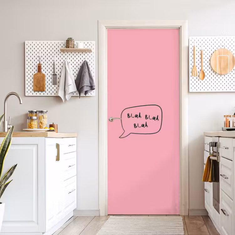 Deursticker - Tekstwolkje - BLAH BLAH BLAH - Roze — 7