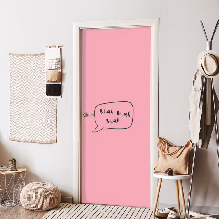 Deursticker - Tekstwolkje - BLAH BLAH BLAH - Roze — 8