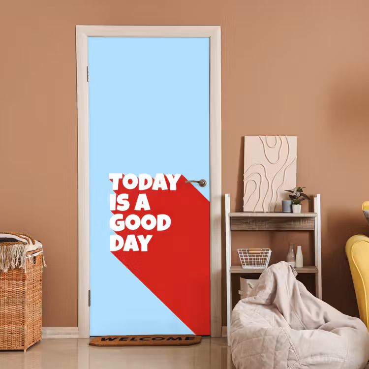 Deursticker - Today is a good day - Rood - lichtblauw — 2