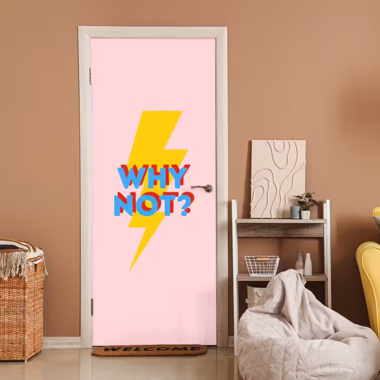 Deursticker - Why not - Bliksem - Roze — 2