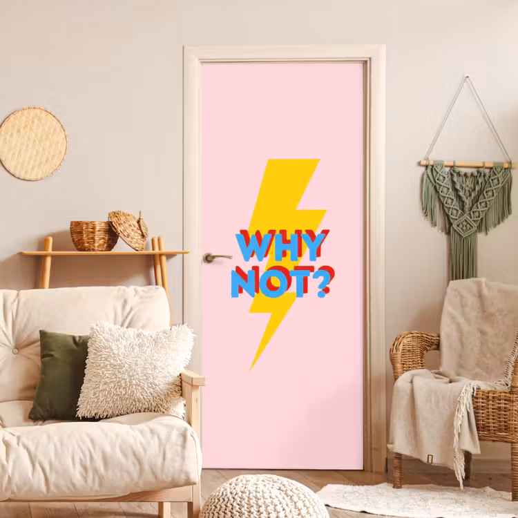 Deursticker - Why not - Bliksem - Roze — 4