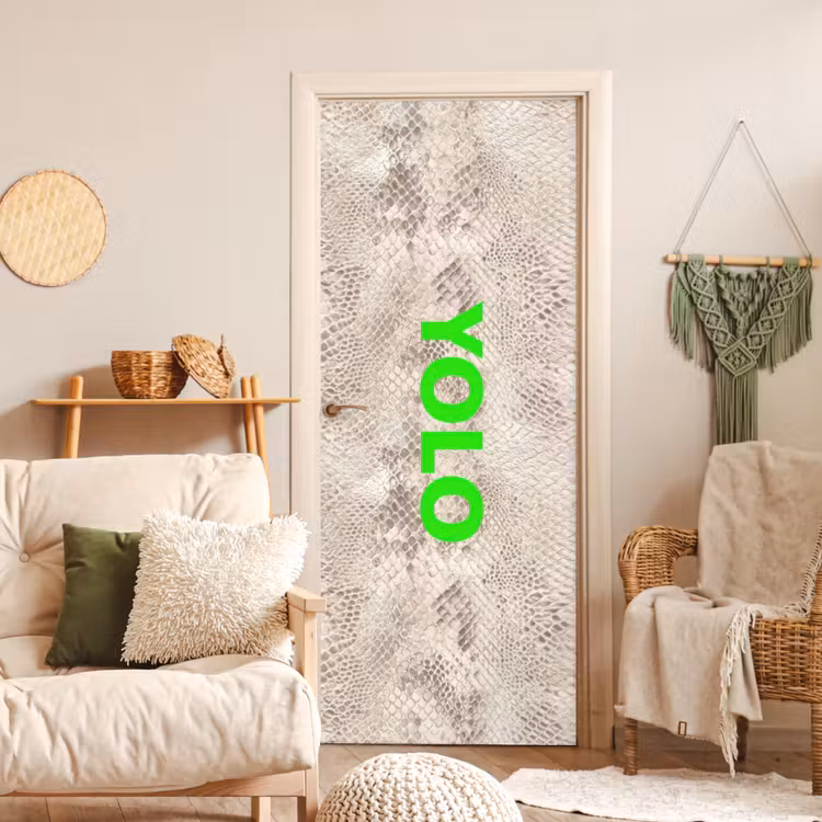Deursticker - YOLO - Groen - Neon - Slangenprnt — 4