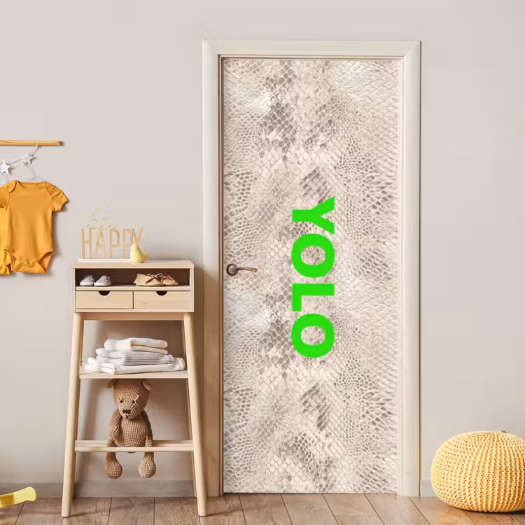 Deursticker - YOLO - Groen - Neon - Slangenprnt — 6