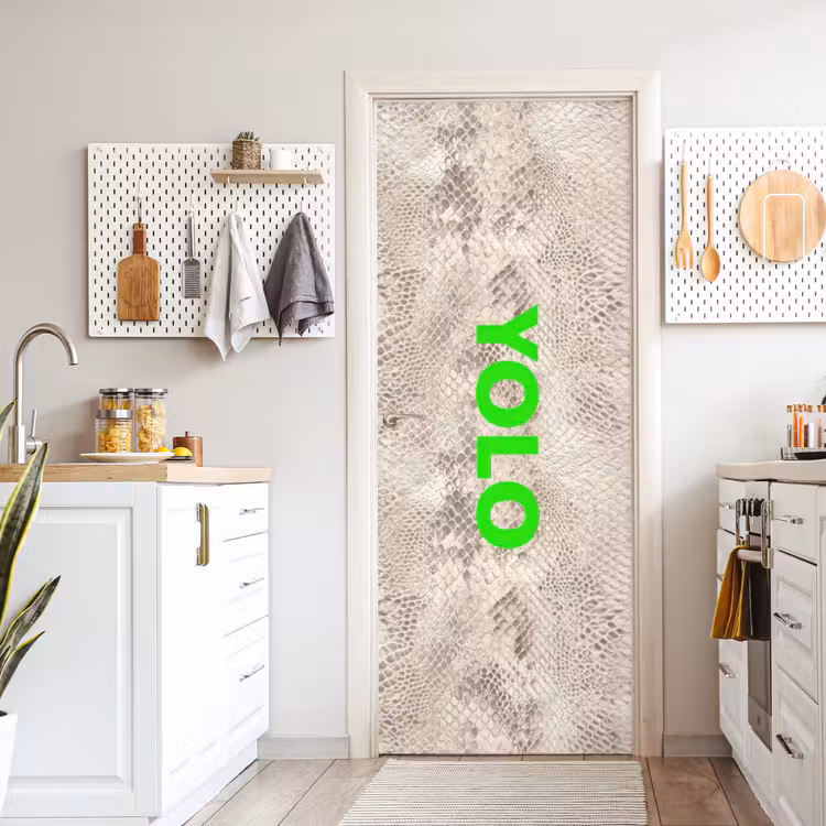 Deursticker - YOLO - Groen - Neon - Slangenprnt — 7