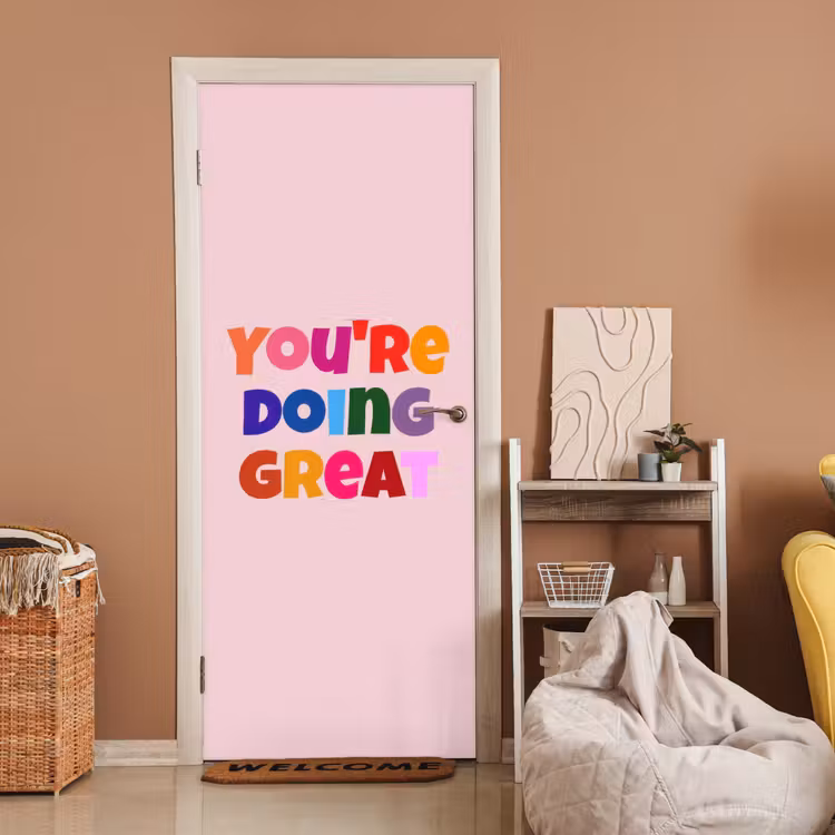 Deursticker - You're doing great - Roze - Kleurrijk — 2