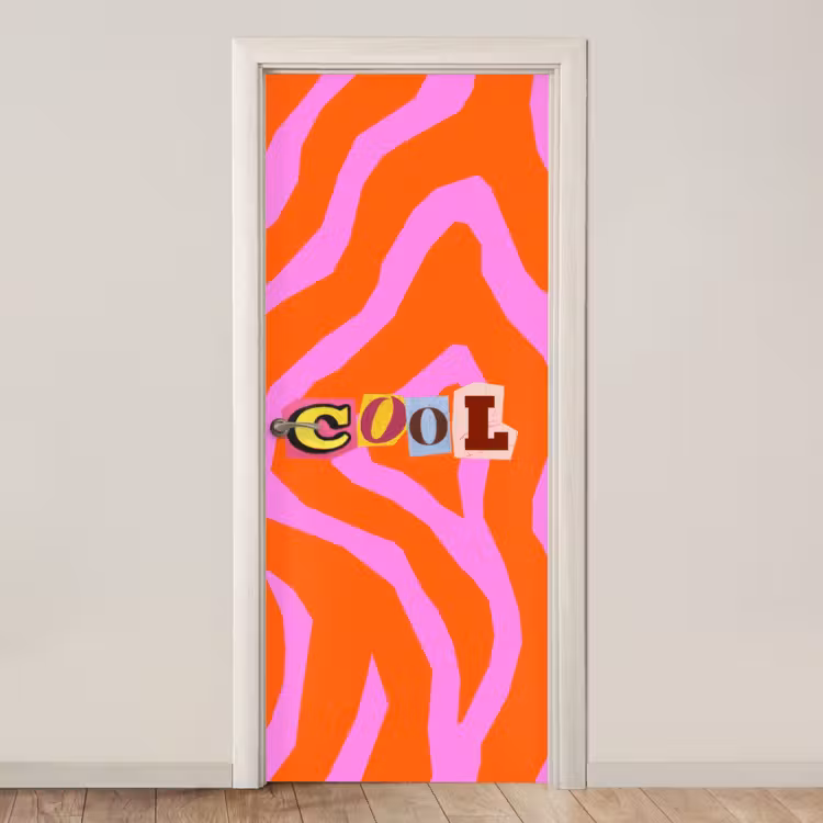 Deursticker - Zebraprint - Grafisch - COOL - Oranje — 1