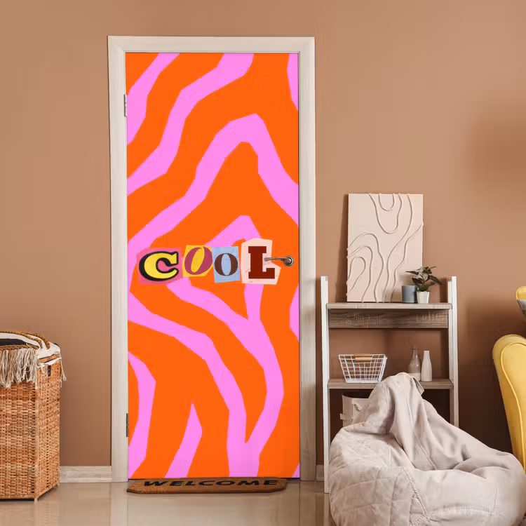 Deursticker - Zebraprint - Grafisch - COOL - Oranje — 2