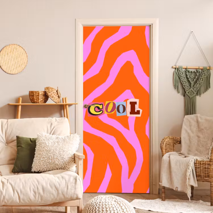 Deursticker - Zebraprint - Grafisch - COOL - Oranje — 4