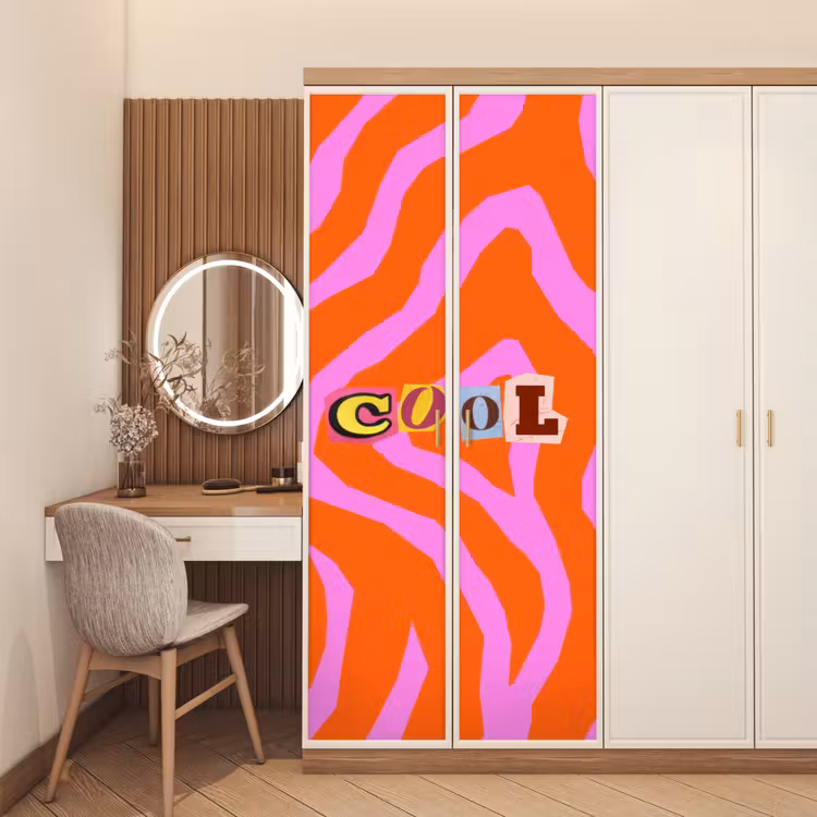 Deursticker - Zebraprint - Grafisch - COOL - Oranje — 5
